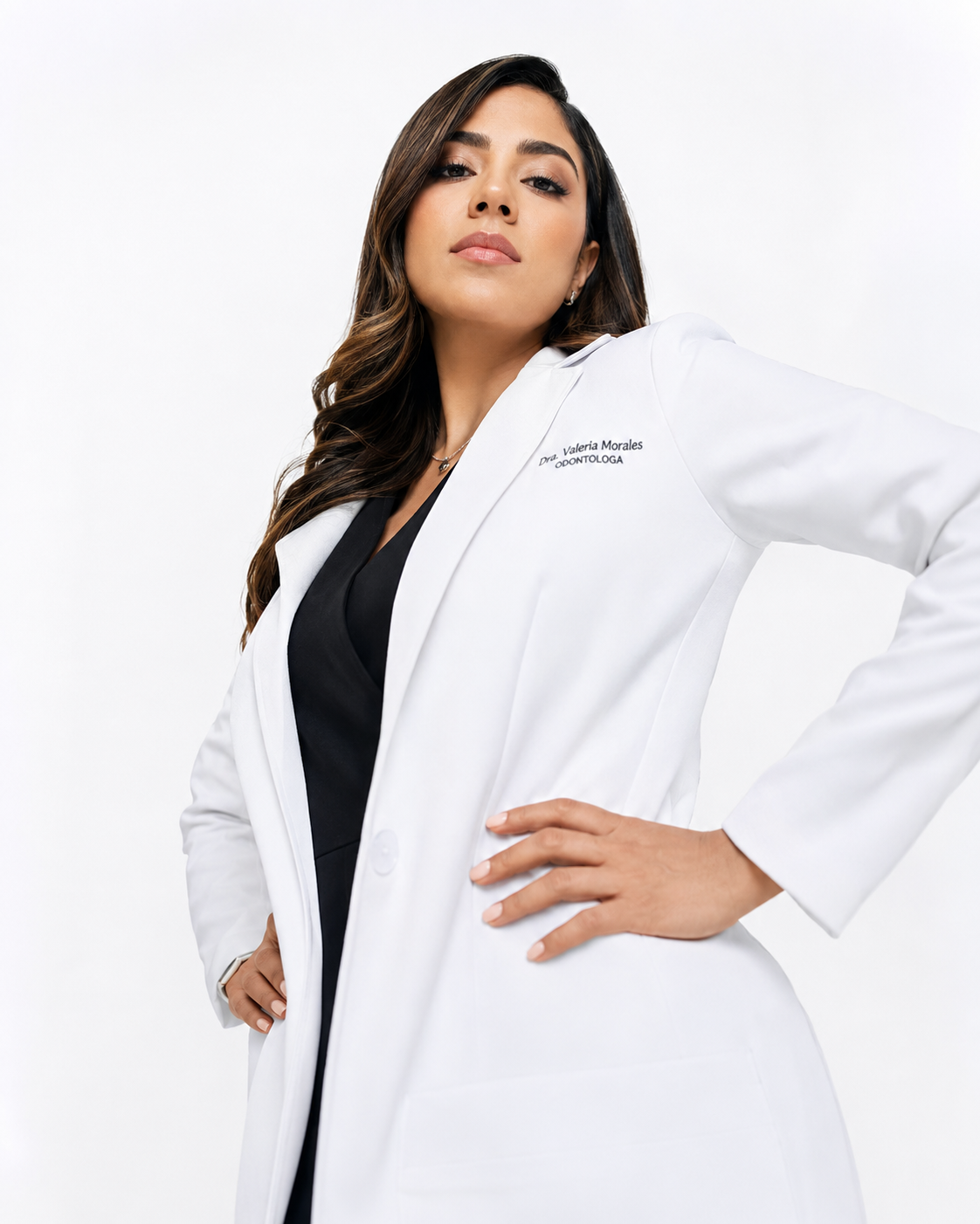 An esthetician in a white coat, one of the professions AgendaLlena serves