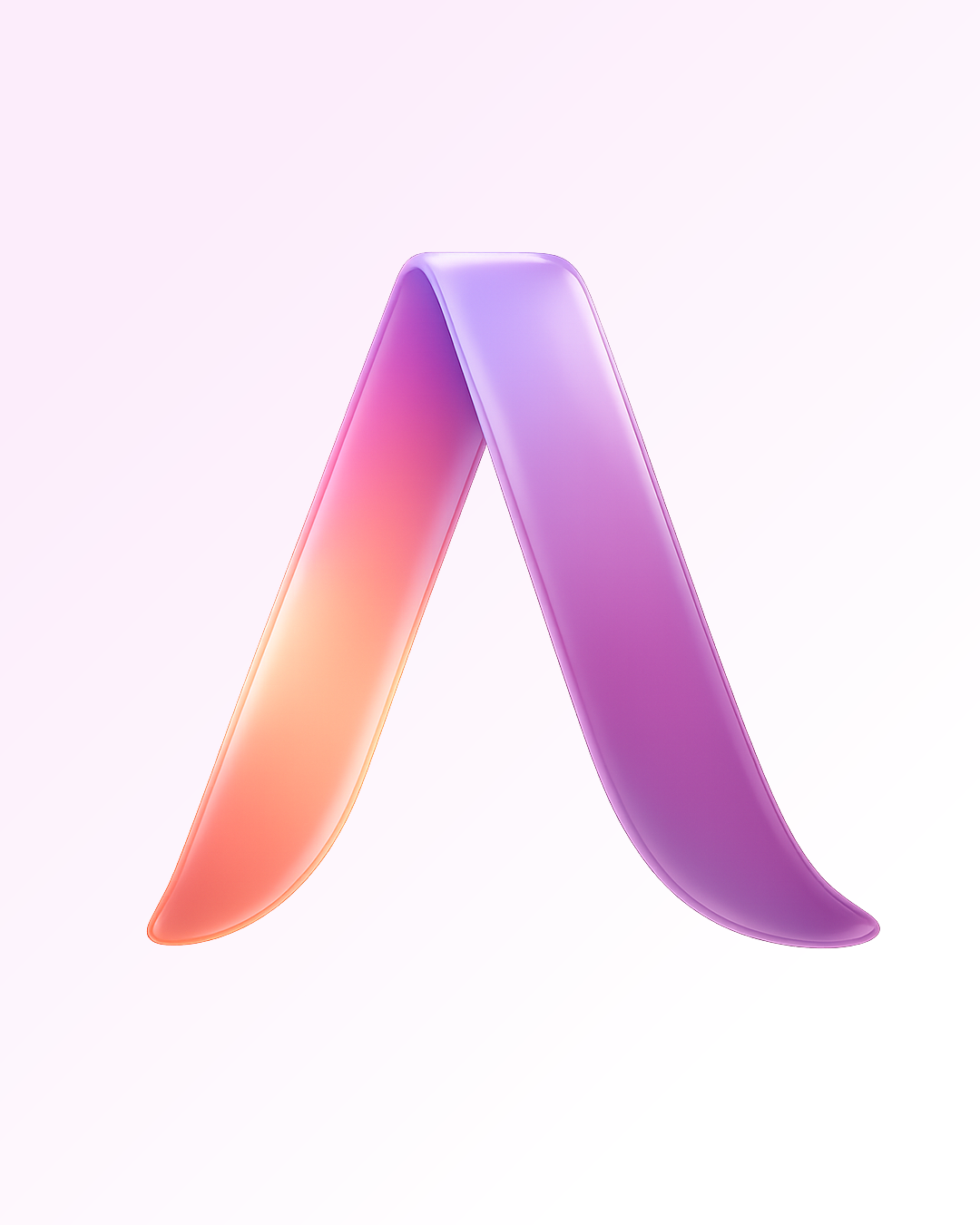 The AgendaSalon mark: the letter A redrawn as a glossy 3D ribbon melting from coral through magenta to violet