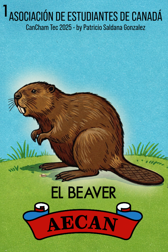 Lotería card number one, El Beaver, illustrated in the classic chromolithograph style for AECAN