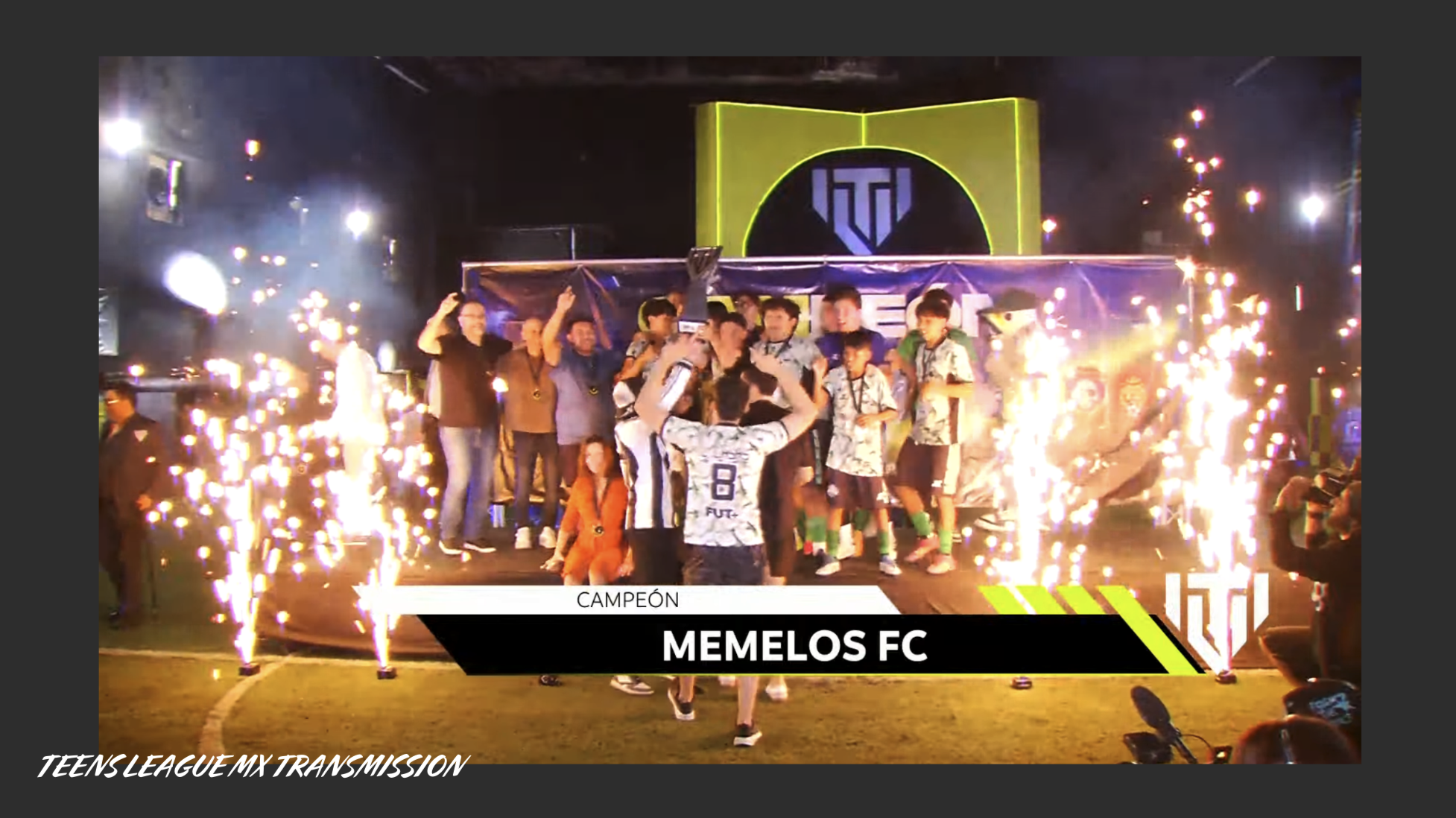 Memelos FC crowned champion on stage with fireworks